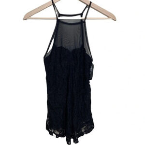 UO Kimchi Blue • Black Mesh Lace Tank Top